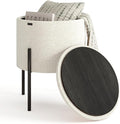 STORAGEBUD Round Ottoman with Storage, Boucle Storage Ottoman, Foot Stool Ottoman, Makeup Vanity Stool, Small Ottomans Foot Rest, Modern Ottomans for Living Room and Bedroom, Cream