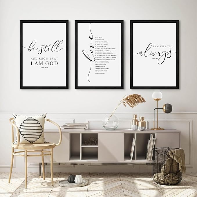 Tanmart Bible Verse Wall Art Decor Scripture Canvas Wall Art Christian Pictures Inspirational Artwork Scripture Bible Verse Posters Christian Paintings for Living Room Bedroom 16x24 Inch Black Framed