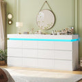 HAUOMS 12 Drawer Dresser with LED Light, White Modern Chest of Drawers for Bedroom,Long Dressers with Drawers for Living Room, Entryway, Hallway