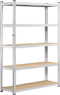 Topeakmart 5-Tier Utility Shelves, Metal Storage Shelves Garage Shelving Unit Adjustable Garage Storage Shelves Storage Racks Heavy Duty Shed Shelving- Silver, 35.5 x 12 x 71 Inch