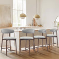 COLAMY Wood Bar Stools Set of 4, Counter Height Bar Stools, Mid Century Modern Stools with Back, 25 Inch Upholstered Wooden for Kitchen Island Dining Room Bar, Light Grey