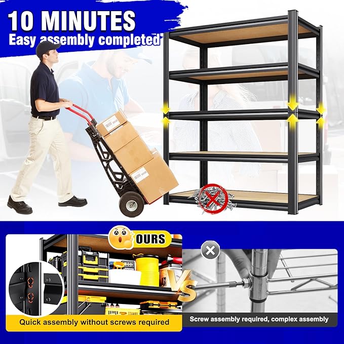 3 Pack 3 Tier Garage Shelving,Garage Storage Shelves,Adjustable Heavy Duty Metal Shelving Units and Storage Large Rack,Utility Steel Shelf For Shop Warehouse Pantry Basement Organizers 33"Hx35"Wx16"D