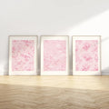 Baccone Pink Floral Wall Art Chinoiserie Flower Wall Decor Pictures Aesthetic Canvas Wall Art Love Shack Fancy Poster Vintage Floral Prints for Living Room Bedroom 16x24 Inch Unframed Set of 3