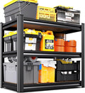 Garage Shelving,3 Tier Garage Storage Shelves,Adjustable Heavy Duty Metal Shelving Units and Storage Large Rack,Utility Steel Shelf For Shop Warehouse Industrial Pantry Basement Organizers 33"x35"x16"