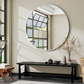 VooBang Black Round Bathroom Mirror, 42 inch Large Circle Wall Mounted Hanging Mirror with Simple Modern Circular Metal Frame for Hallway, Entryway, Living Room, Silver Frame