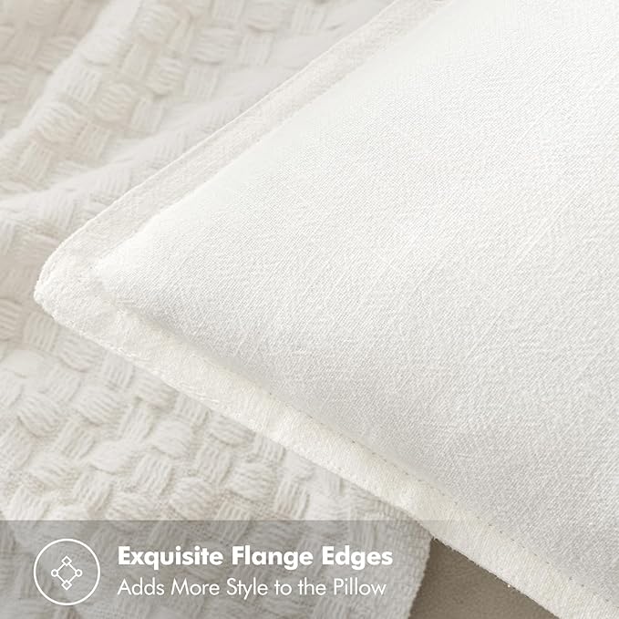 MIULEE Decorative Pillow Covers 18x18 Inch Cream White Boho Farmhouse Neutral Couch Throw Pillows for Bed Pack of 2 Accent Modern Pillowcase Sofa Livingroom Home Decor