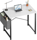 OLIXIS Computer Desk 31 Inch Home Office Desks for Small Spaces, Gaming Writing Study Work Table with Storage Bag for Bedroom, White