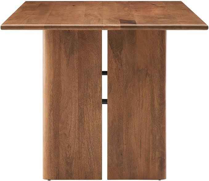 Modway Amistad 60" Solid Wood Modern Farmhouse Rectangular Dining Table in Walnut