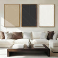 Anyzal Large Framed Black Abstract Wall Art 16x24 Inch Boho Modern Canvas Wall Decor Neutral Minimalist Line Artwork for Living Room Bedroom Dining Room Set of 3