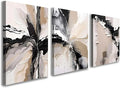 3 Piece Wall Art Framed Canvas Wall Art Modern Abstract Neutral Black White Beige Paint Splash Pictures Wall Decor for Living Room Bedroom Office Wal Decor Room Decor with Hooks and Nails 12x16 Inch