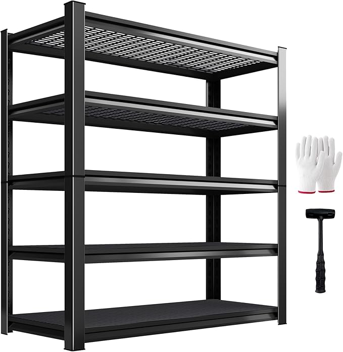 1500lbs Heavy Duty Garage Shelving, 5-Tier Adjustable Storage Shelves, 72" H x 46" W x 19.6" D, Utility Wire Shelving for Warehouse, Basement, Garage