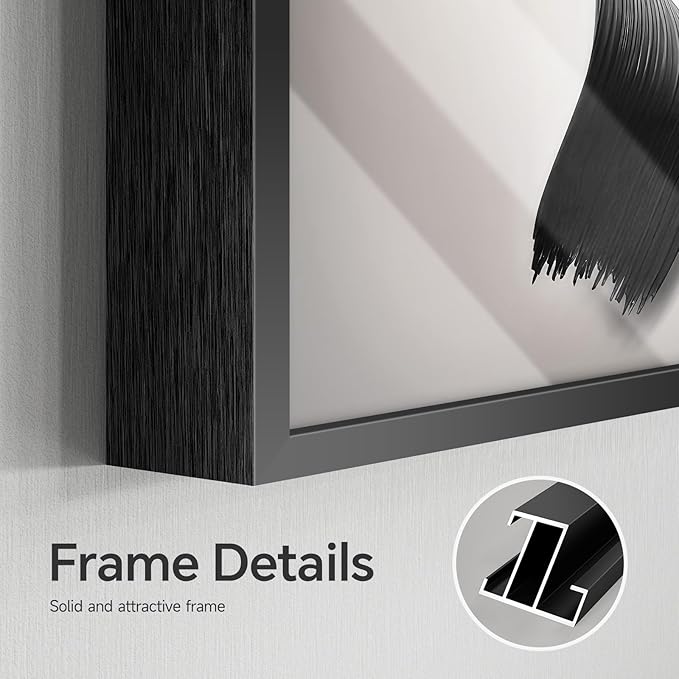 Framed Abstract Black and White Wall Art for Living Room, Large 3 Piece Modern Bright Style Artworks for Wall, Luxury Minimalist Painting Prints for Dining Room Hallway Office Wall Decor, 24x36 Inch