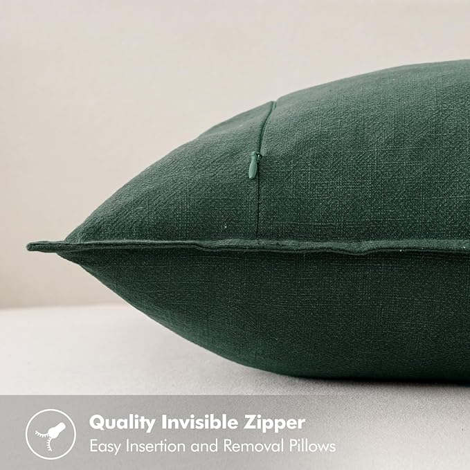 MIULEE Decorative Euro Sham Pillow Covers 24x24 Dark Green Boho Farmhouse Neutral Couch Throw Pillows for Bed Pack of 2 Accent Modern Pillowcase Sofa Livingroom Home Decor