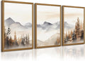 Neutral Mountain Wall Art Decor Set of 3 Forest Canvas Wall Art Poster Landscape Wall Art Artwork Modern Pictures Abstract Painting Watercolor Prints for Living Room Bedroom 16x24 Inch Framed