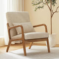 Achicsofar Accent Chair Mid Century Modern Armchair with Lumbar Support Pillow Wood Legs PU Leather Upholstered Lounge Chairs Comfy High Back Cushion for Living Room Bedroom