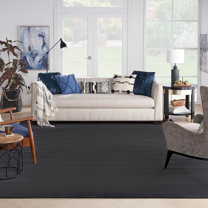 Nourison Home Nourison Essentials Black 10' x 14' Area Rug - Easy Clean, Non Shedding, Bed Room, Living Room, Dining Room, Kitchen (10' x 14')
