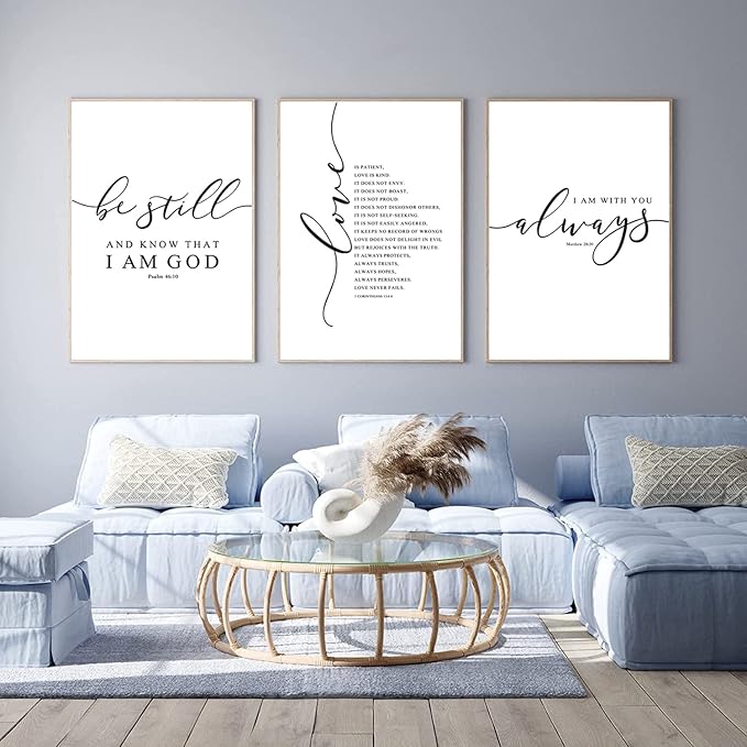 Bible Verse Wall Art Decor Scripture Canvas Wall Art Christian Pictures Inspirational Artwork Scripture Bible Verse Posters Christian Paintings for Living Room Bedroom 12x16 Inch Unframed Set of 3