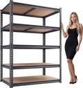 Garage Shelving Heavy Duty, 2450LBS Metal Storage Shelves 5 Tier, Adjustable Shelving Unit 30" W x 12" D x 62" H, Boltless Garage Storage Rack for Grage Basement, Pantry, Warehouse 1Pcs