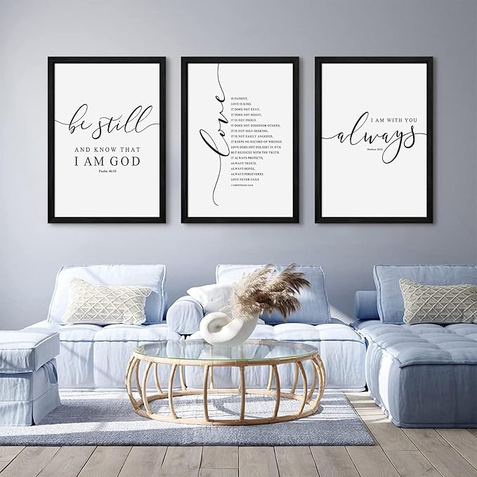 Tanmart Bible Verse Wall Art Decor Scripture Canvas Wall Art Christian Pictures Inspirational Artwork Scripture Bible Verse Posters Christian Paintings for Living Room Bedroom 12x16 Inch Black Framed