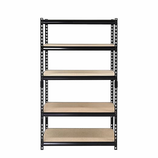 Juggernaut Storage 30"W x 12"D x 60"H Five-Shelf Steel Shelving Unit, 3000 lb Capacity, Black,BSS301260