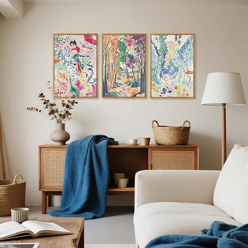 Abstract Matisse Framed Canvas Wall Art Set, Colorful Nature Inspired Wall Decor, Modern Home Art Spiritual Wall Painting, Eclectic Gallery Art Prints for Living Room Bedroom Office 24"x36"x3