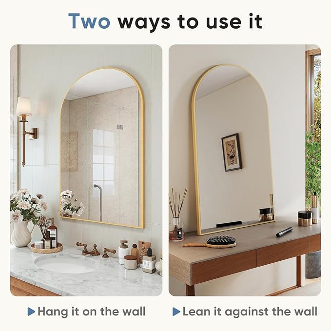 NEWBULIG Bathroom Mirror, Wall Mirror with Aluminum Alloy Thin Frame, Bathroom Mirrors for Over Sink, Bedroom, Living Room, Entryway