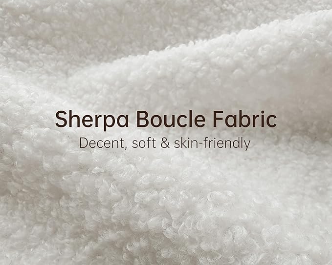 Morden Fort Sherpa Boucle Couch Armchair Single, Modern Sofa Upholstered Deep Chair with Soft Throw Pillow Skin-Friendly Minimalist Accent Chair Compatible with Sofa Set Couch for Living Room, White