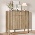 Fluted Buffet Cabinet with Storage - Modern Sideboard Accent Credenza with Doors & Drawer Wood Console Coffee Table Bar Counter for Living Room Kitchen Dining Room Entryway, Easy Assembly 31" Oak