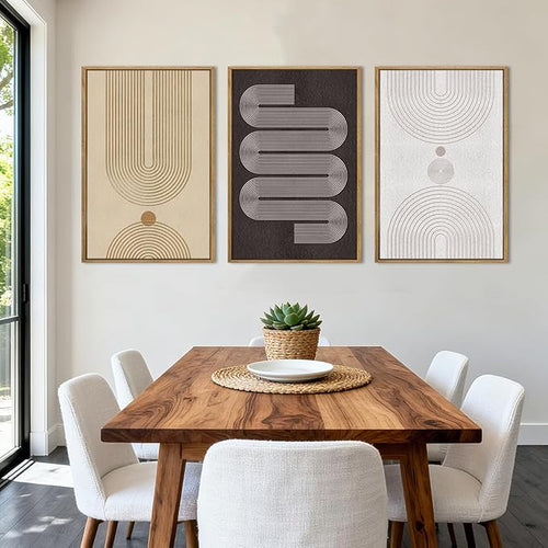 Anyzal Modern Minimalist Wall Art Large Boho Abstract Artwork Neutral Geometric Wall Decor for Living Room Bedroom Dining Room 24x36 Inch Set of 3
