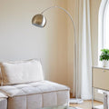 CO-Z Modern Floor Lamp for Living Room, Brushed Nickel Arc Floor Lamp with LED Bulb, Marble Base Contemporary Tall Lamp for Living Room Couch Sofa, Height Up to 69 Inch