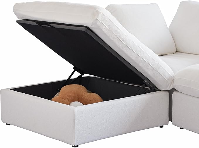 Cloud Modular Sectional Sofa,80.3" Down Filled Comfort Sofa Couch for Living Room,2 Seater+ 1Ottoman Couches for Livingroon Apartment,Sofa Cover Washable and Replaceable-White