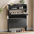 Shoe Cabinet Organizer with 2 Flip Drawers，Freestanding Shoe Rack Cabinet, Shoe Cabinet Storage for entryway, Foyer, Hallway, Black, 31.5" W