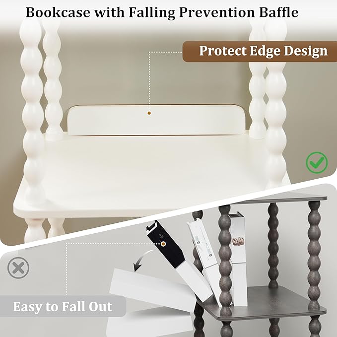 Fultyle Bookshelf, 4-Tier Bookcase with Open Shelves, Modern Book Shelf for Small Spaces, Bedroom, Living Room and Office with Solid Wood Legs(White)