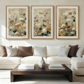Anyzal Large Neutral Wildflower Framed Wall Art 16x24 Inch Vintage Classic Floral Canvas Wall Decor Mid-century Modern Botanical Art Prints for Living Room Bedroom Dining room