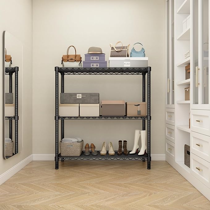 ROOMTEC 3-Tier Heavy Duty Wire Shelving Unit, 40" W x 16" D x 40" H Garage Shelving, 1200 lbs Total Capacity Adjustable Storage Rack, Metal Shelf for Kitchen, Pantry, Laundry Room, Basement