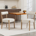 ZJhome Modern Dining Chairs Set of 2 – Mid-Century Modern Faux Leather Upholstered Kitchen & Dining Room Chairs with Curved Back, Oversized Rounded Seat, Sturdy Wood Frame, Beige