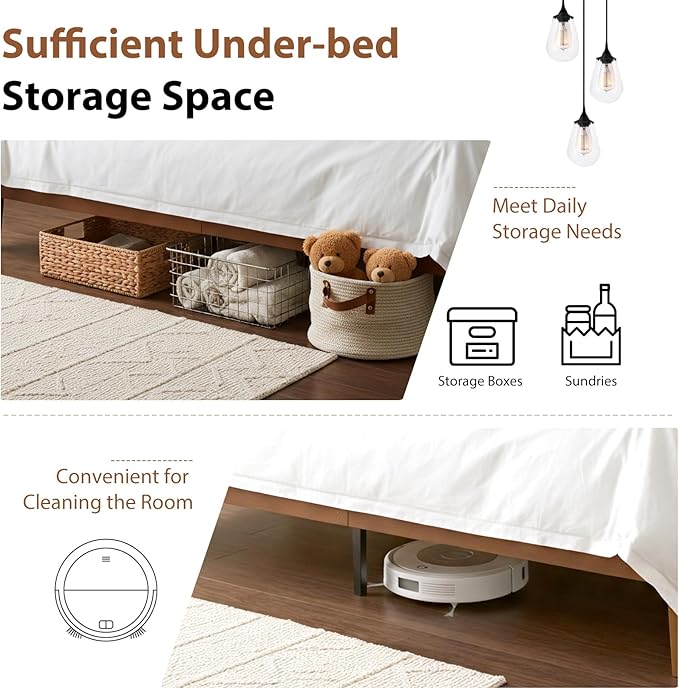 Sweetcrispy Solid Wood Bed Frame, Twin Size Bed Base with Wood Slat Support, Sturdy, Stylish & Noise-Free Design, No Box Spring Needed, Easy Assembly, Dark Brown