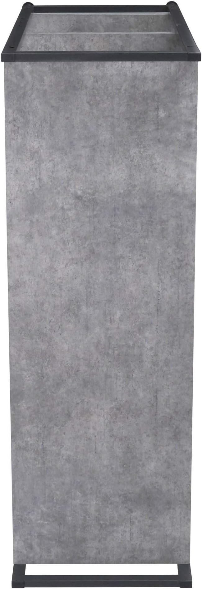 Household Essentials Jamestown Wide 3 Shelf Open Storage Bookshelf Rustic Slate Concrete and Black Metal