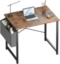 OLIXIS Computer Desk 31 Inch Home Office Desks for Small Spaces, Gaming Writing Study Work Table with Storage Bag for Bedroom, Rustic Brown
