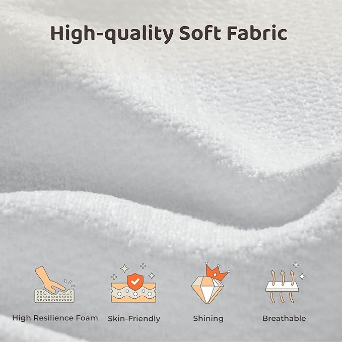 RECCI AirFrame Queen Bed Frame with Headboard, Cloud Upholstered Platform Bed Frame, 5 Inch Foam Cushioned, No Box Spring, Easy Assembly(Snow White)