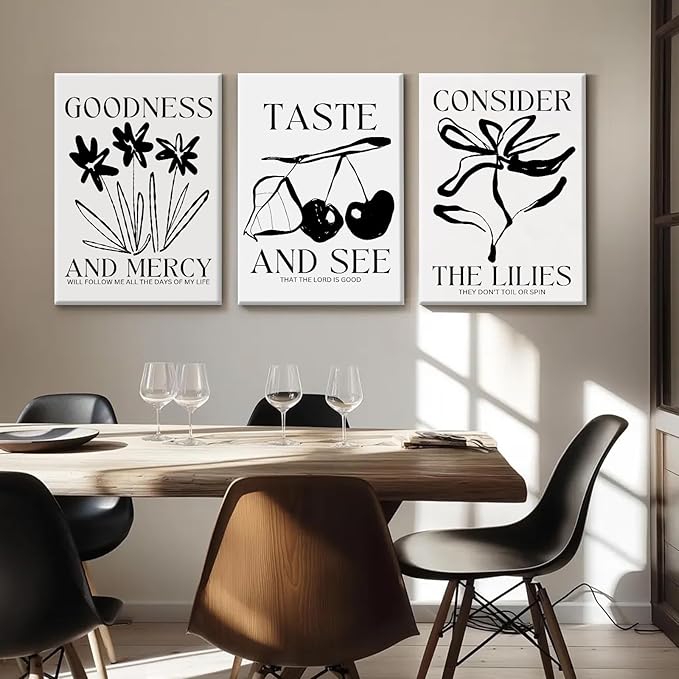Christian Wall Art Bible Verse Canvas Poster Trendy Wall Decor Religious Pictures Modern Painting Scripture Poster Catholic Prints Cherry Artwork for Bedroom Living Room 16x24x3 Inch Ready to Hang