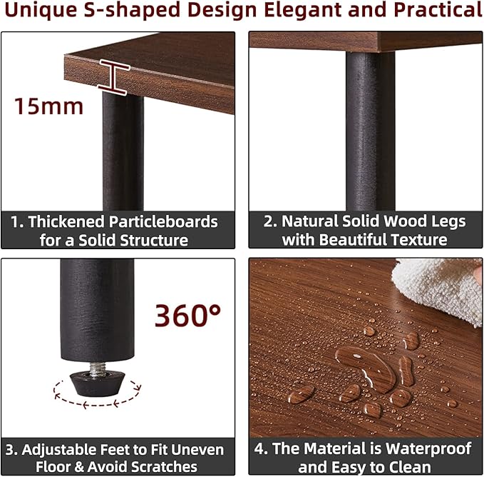 Aibiju Minimalist Nightstand Light - Walnut Small Bedside Table with Open Storage, Small End Table for Bedroom, Light Walnut YD-TM152LW