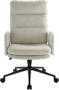 IWMH Swivel Home Office Chair,High-Back Armchair,Makeup Chair with Wheels and Armrests,Height Adjustable Desk Chair Upholstered Computer Task Chair, Leisure Armchair (Beige)