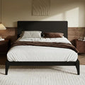 Merax King Size Bamboo Platform Bed, Mid-Century Modern Bed Frame with Tall Headboard, Solid Sustainable Bedframe King-Size, Wood Slat Support, No Box Spring Needed, Easy Assembly, Noise Free, Black