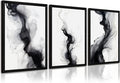 Black White Abstract Wall Art Decor Set of 3 Modern Wall Art Minimalist Canvas Wall Decor Black White Abstract Prints Modern Pictures Minimalist Artwork for Room Bedroom 12x16 Inch Framed