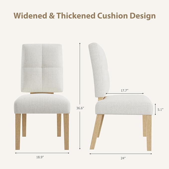 HOMRELEXA Wooden Dining Chairs Set of 4, Dining Room Chairs with Wood Legs, Cloud-Like Cushion & Reinforcement Structure Design for Kitchen/Living Room/Restaurant, Easy Assembly