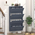GREATMEET Shoe Cabinet with 4 Flip Drawers, Slim Metal Shoe Cabinet Storage for Entryway, Hidden Narrow Shoe Rack Organizer Cabinets Wall Mount for Living Room, Bedroom, Hallway, Blue