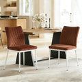 Dining Chairs Set of 2, Velvet Comfortable Seats, Mid-Century Modern Living Room Chairs, Upholstered Kitchen Chairs with Mental Legs and Padded Seat, Easy Assembly, Brown