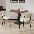 Murago Dining Chairs Set of 2, Boucle Comfortable Upholstered Seat Fabric with Curved Backrest, Mid Century Modern Contemporary Scandinavian Designer Chairs Ideal for Dining Room, Kitchen, White