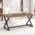 IBF 47 Inch Computer Desk, Rustic Home Office Desk for Writing, Industrial Wood Metal Executive Work Study Desk, Modern Simple PC Gaming Computer Table for Study Workstation, Rustic Oak